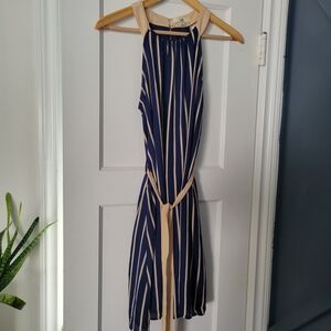 Ya Los Angeles Navy and Beige Backless Dress